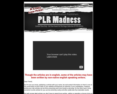 300000 PLR Articles - Limited Time Special Offer
