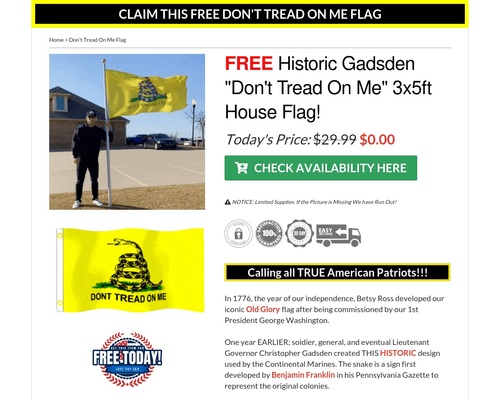 Claim Your FREE Don't Tread On Me Flag Today!