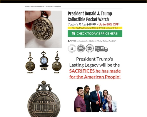 Claim Your President Donald J. Trump Collectible Pocket Watch With FREE SHIPPING!!