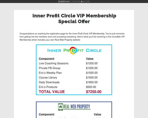 Inner Profit Circle Special Opportunity – Real Web Property