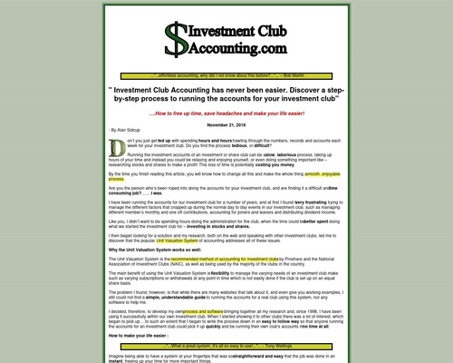 Investment Club Accounting . Com - Easy Accounting For Investment Clubs