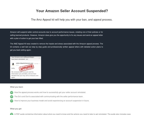 Amazon Appeal Kit - Amazon Appeal Letter and Plan of Action